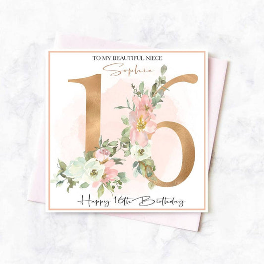 Personalised 16th birthday card, daughter 16th birthday, sweet 16th