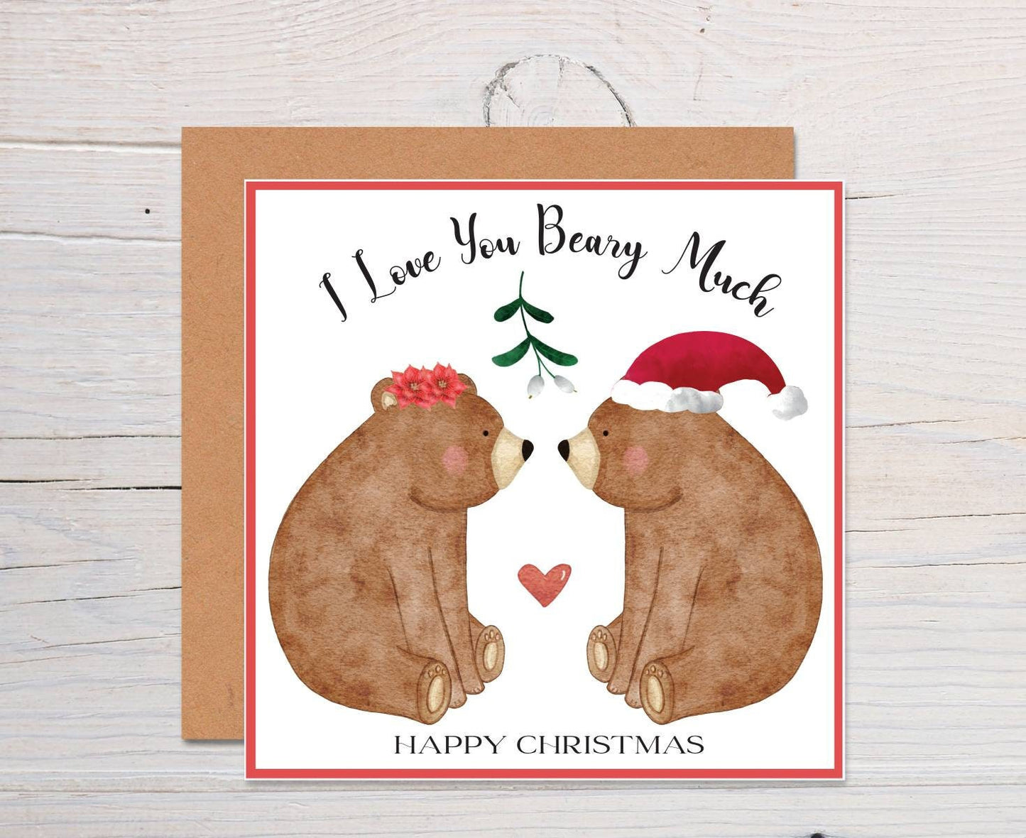 Bear love christmas card