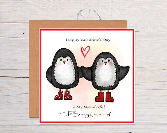 Penguin love valentine card