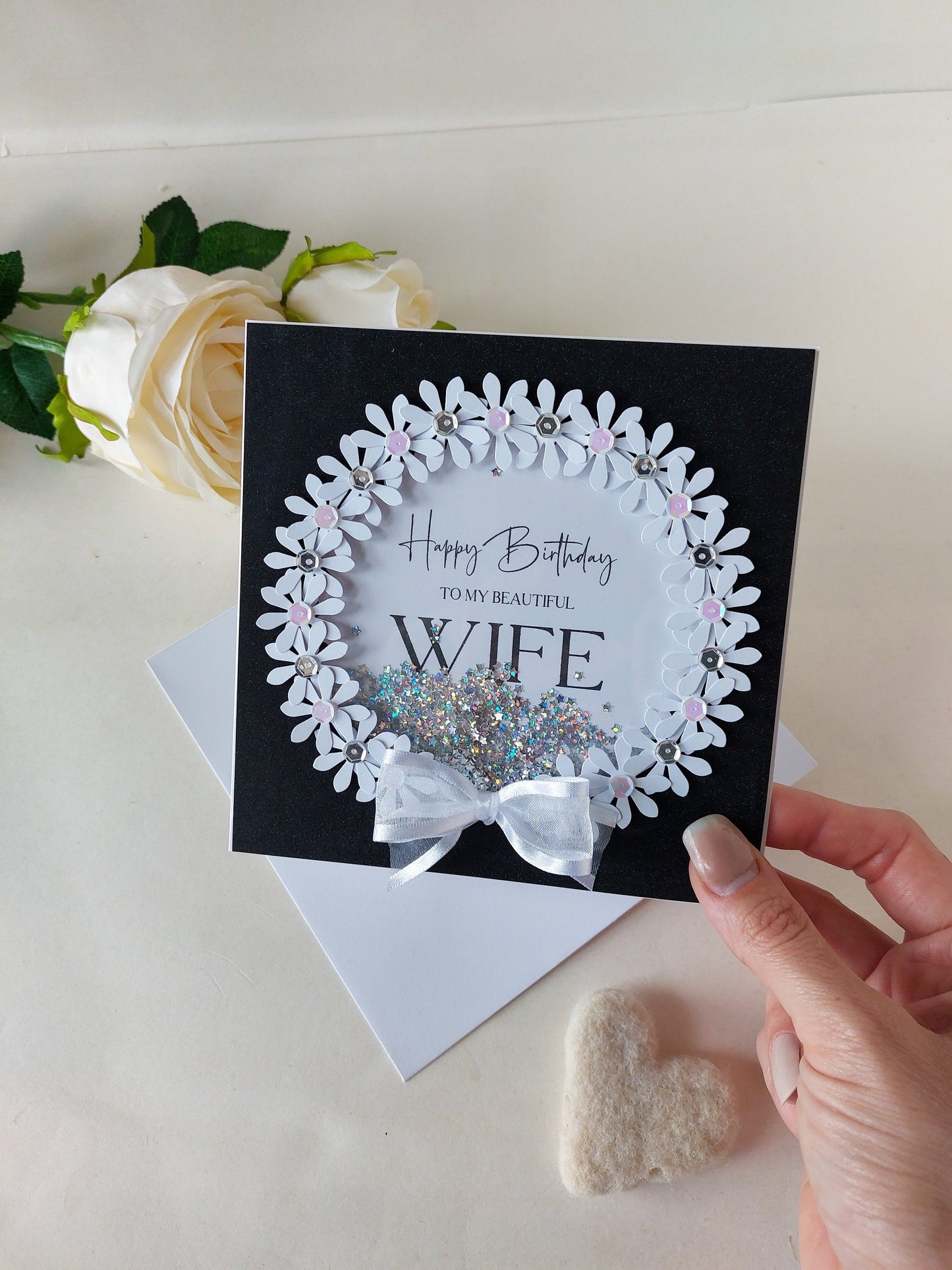Luxury Wife birthday card, special card for beautiful wife